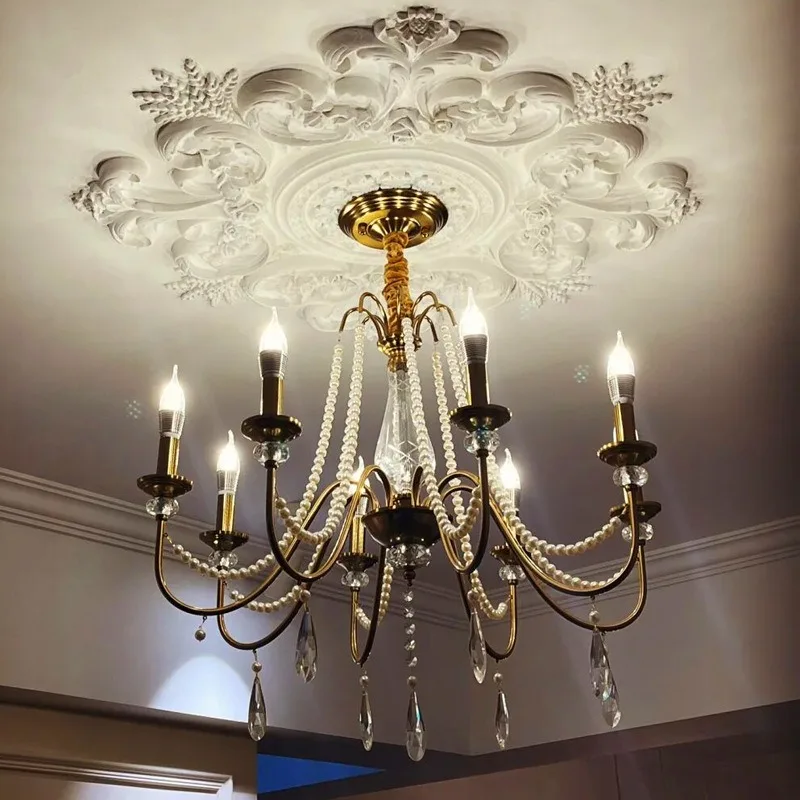 ما بعد الحداثة لايت الفاخرة الأمريكية الحد الأدنى مطعم الفرنسية فيلا غرفة نوم الإبداعية اللؤلؤ غرفة المعيشة كريستال الثريا #3