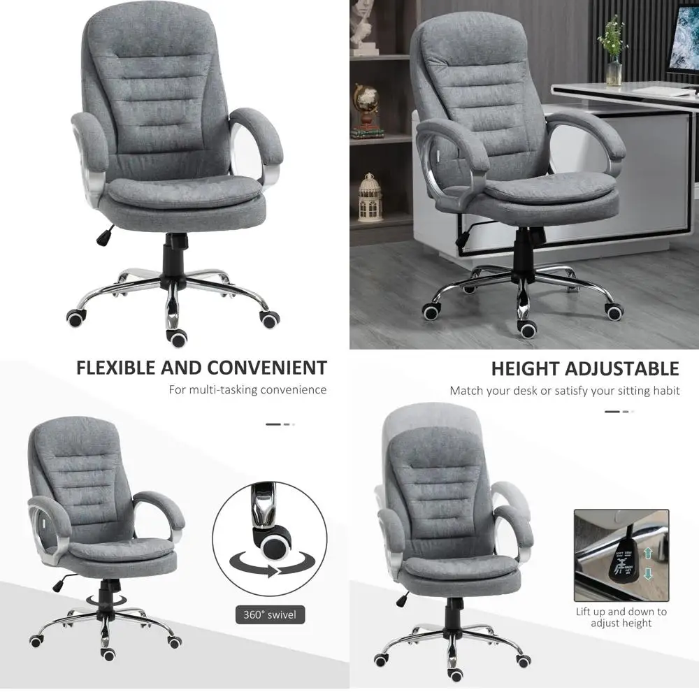 Executive Ergonomic High Back Office Chair with Adjustable Height, Padded Headrest, and Armrests