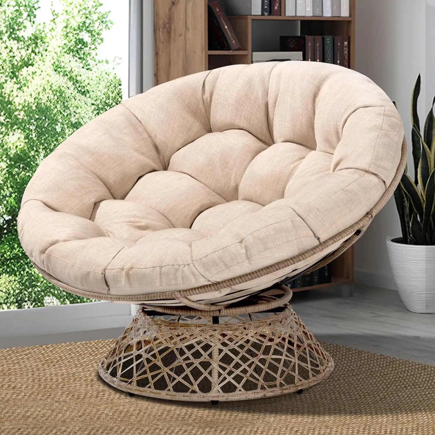 

Bme 46" Wicker Oversized Papasan Chair, Sepia Sand