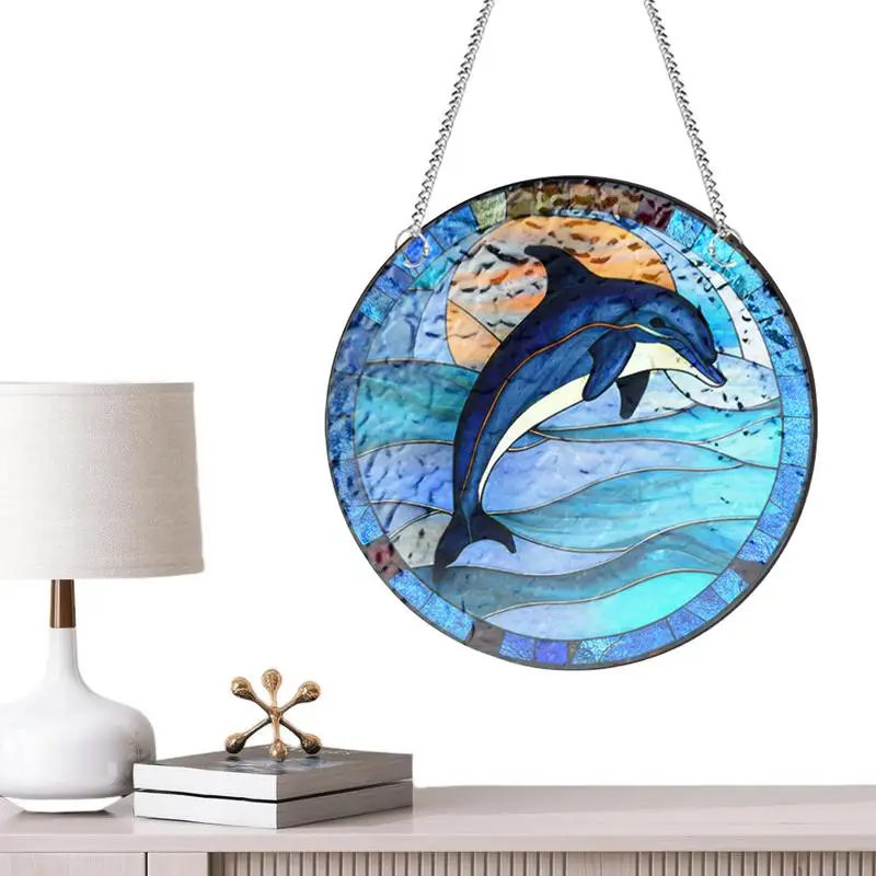 

Dolphin Acrylic Window Panel Hanging Sun Catcher Suncatcher Panel Sun Catchers Wall Hanging Decor For Window Decor