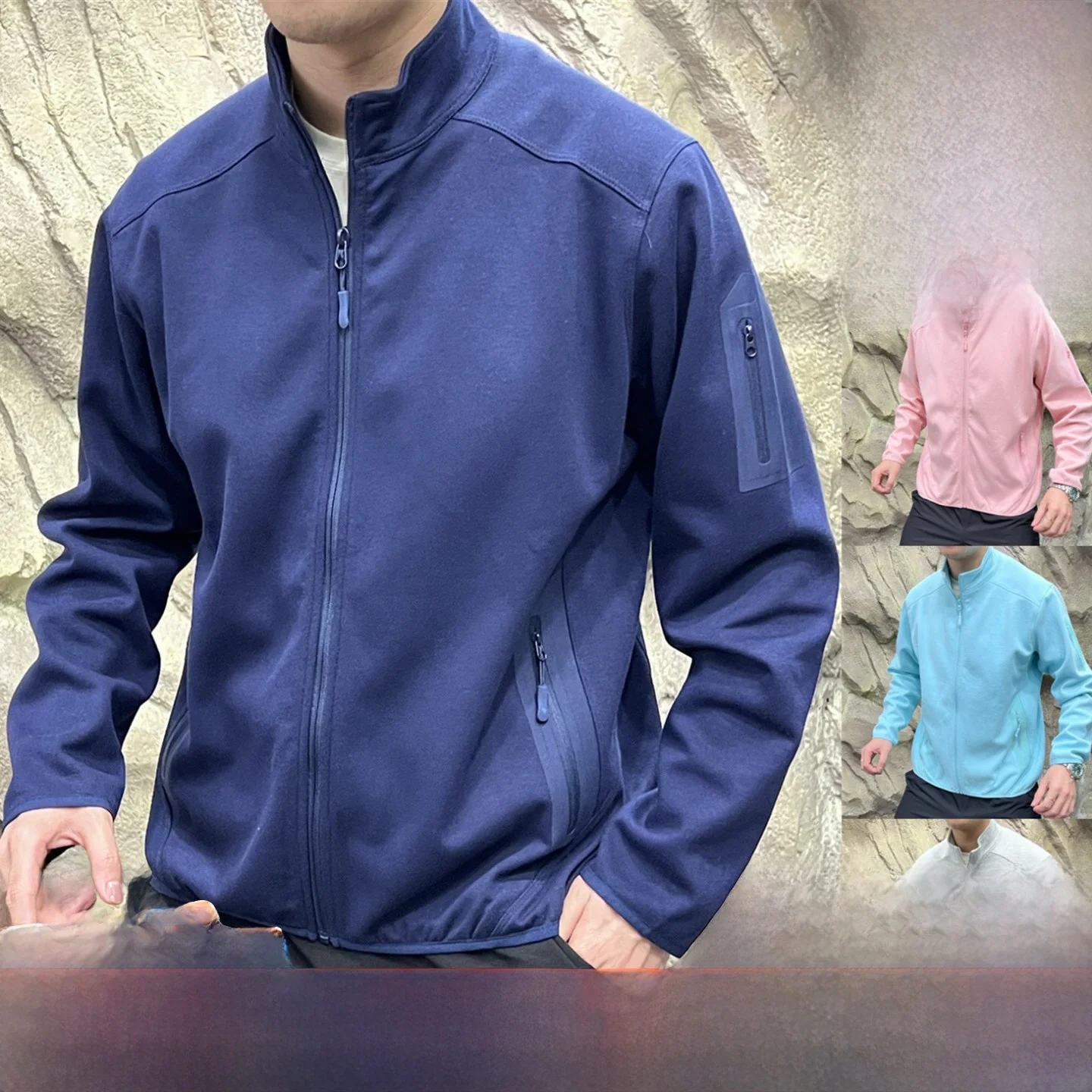 

Мужская вязаная куртка для улицы, повседневная куртка с воротником-стойкой, эластичная све, полиэстер, смесь хлопка, спортивная одежда, подставка-стойка Long Sve