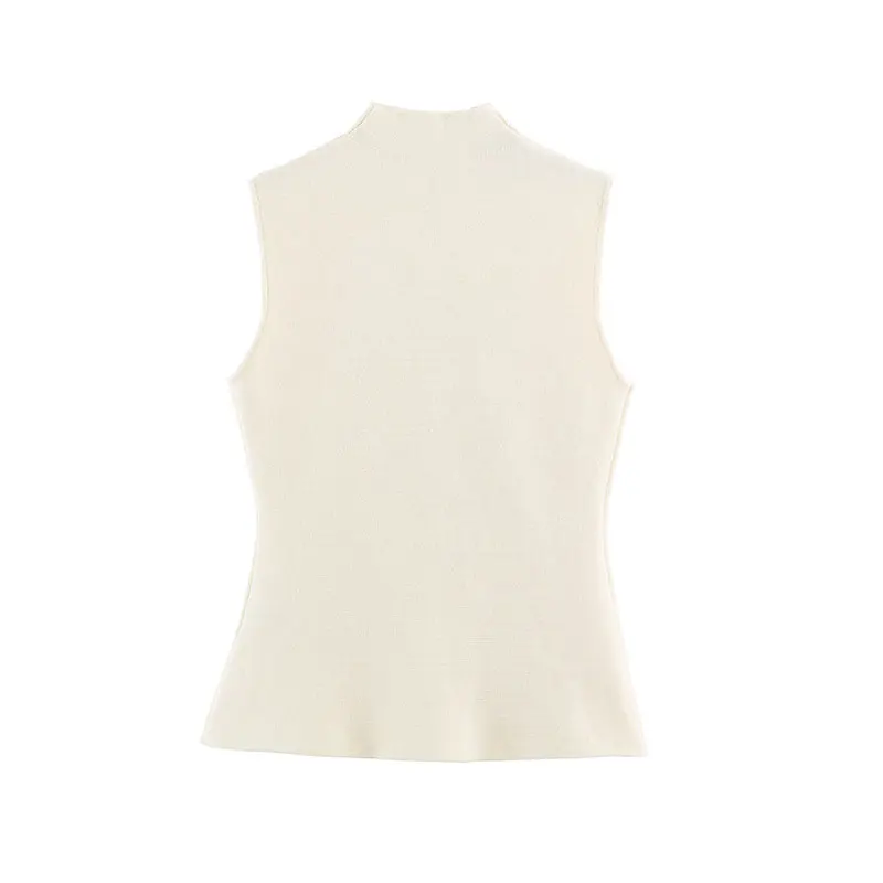 Nlzgmsj 2026 Women Sleeveless Knit Vest Stand Collar V Notch Neck Button Down Slim Fit Knitted Top Casual Daily Top