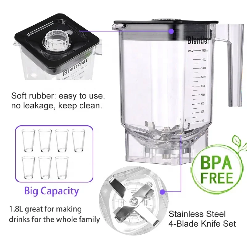 High Power Countertop Kitchen Table Vacuum Chopper Vacuum Electrical Fresh Juice Blender To Go Electric Mixer