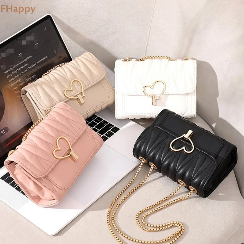 

Women's Shoulder Crossbody Bag Small Square Bag Chain Crossbody Bag Stylish Lock Fastening Cross-body Over One Shoulder Bag