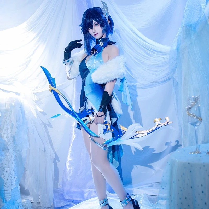 لعبة جينشين إمباكت ييلان أزياء تنكرية مأدبة هادئة يلان للهالوين فستان نسائي للحفلات لعب الأدوار بشرة جديدة