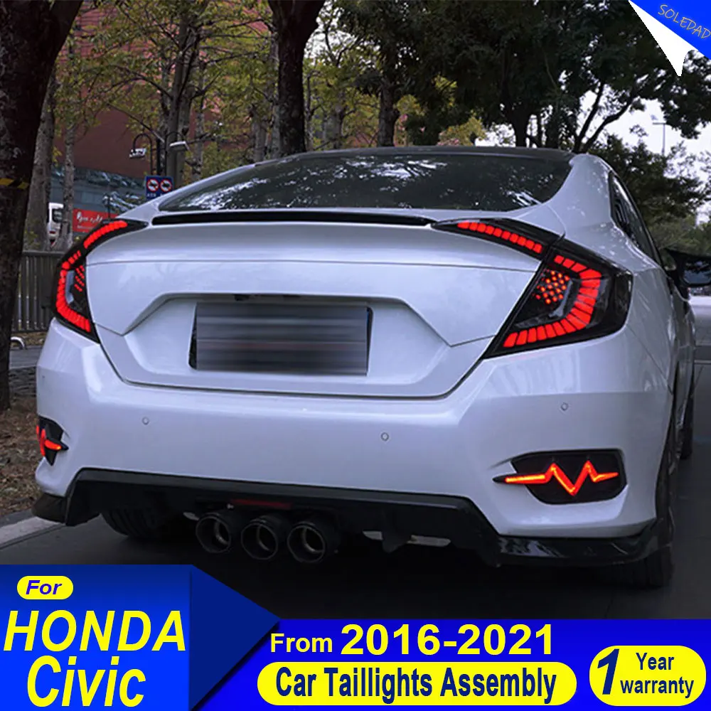 For Honda Civic Tail Lights 2016 2017 2018 2019 2020 2021 2022 LED Tail Light Rear DRL Dynamic Turn Signal Reverse Car Tail Lamp