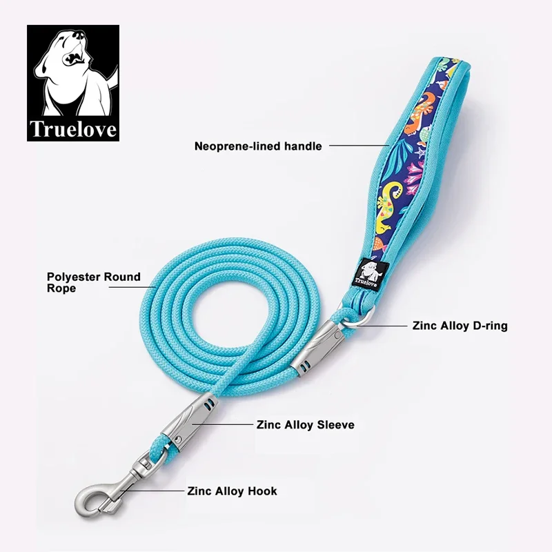 Truelove-Floral Printing Pet Leash Neoprene-Padded Handle Leash Small Medium Dog Safety Enjoyable Walking Experience TLL25761