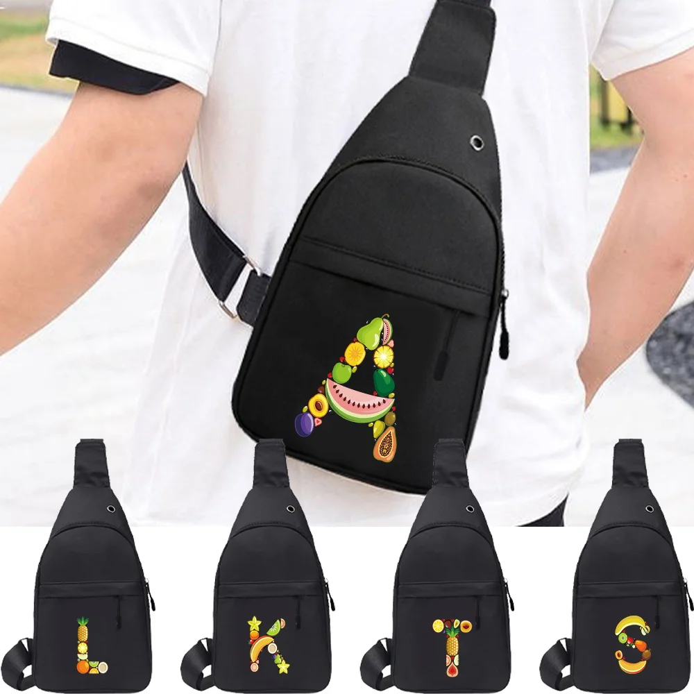 

Men Chest Pack Chest Lightweight Personal Pocket Shoulder Bag for For Travel Hiking One Shoulder Crossbody Bag Fruit Series