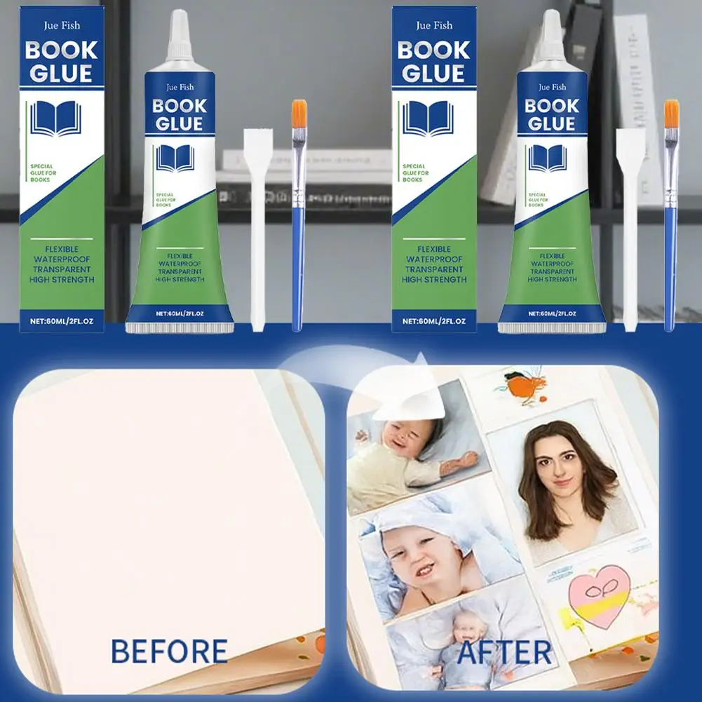 60ML Book Repair Glue Transparent Adhesive DIY Paper Crafts 3D Book Student Stationery Binding Textbook Diary Crafts DIY