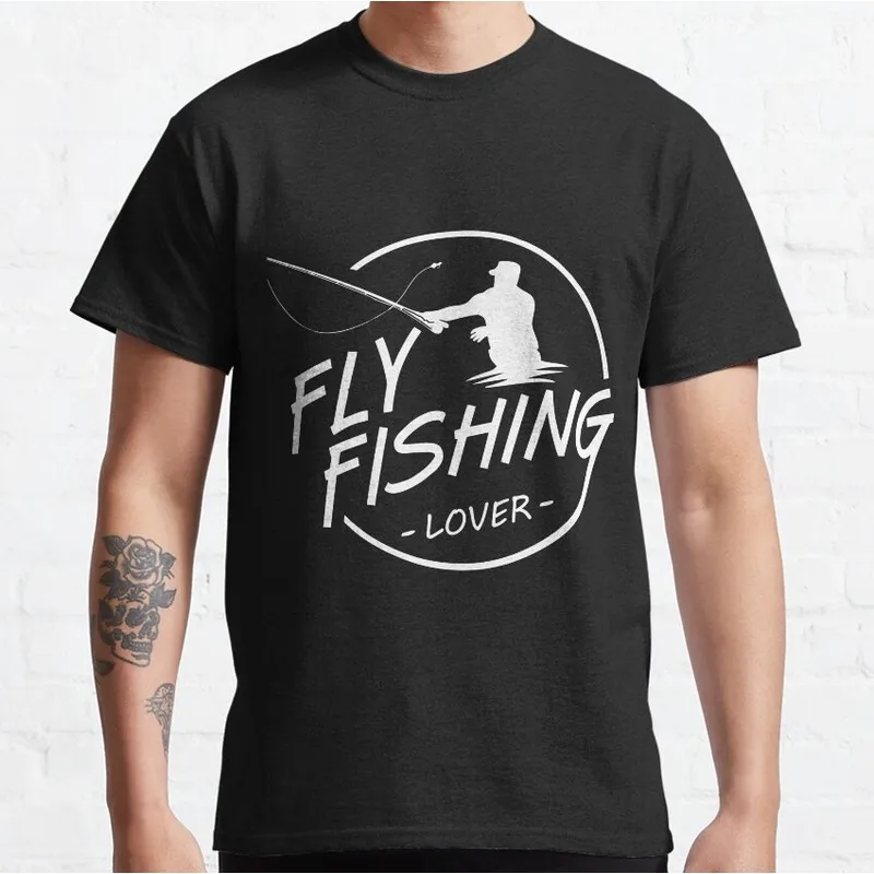 Fly Fishing Angler T-Shirt Retro Fisherman Graphic Tee Unisex 100% Cotton Print Short Sleeve Outdoor Hobby Casual Tops S-6XL