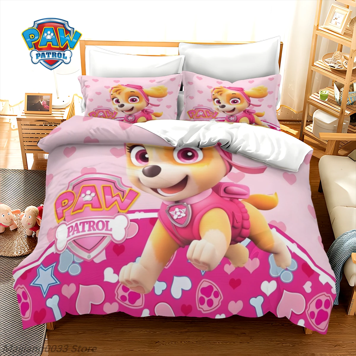 

Paw Patrol Skye Bedding Set 3Pcs Kids Duvet Cover Set Pink Cartoon Quilt Cover Pillowcase Girls Bedroom Decor Birthday Gift