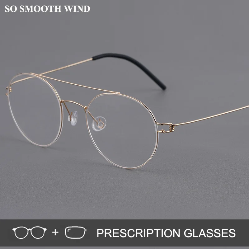 Denmark Men Pilot Glasses Frame Prescription Eyeglasses Ultralight Titanium Thin Rim Graduate Spectacles Women Optical Eyewear