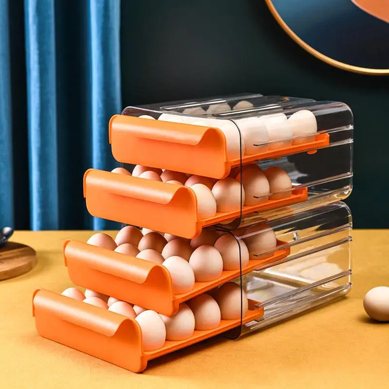 Transparent Drawered Freshness Preservation Storage Box Kitchen Egg Holder Tray under Shelf Storage Organizer Plastic Material