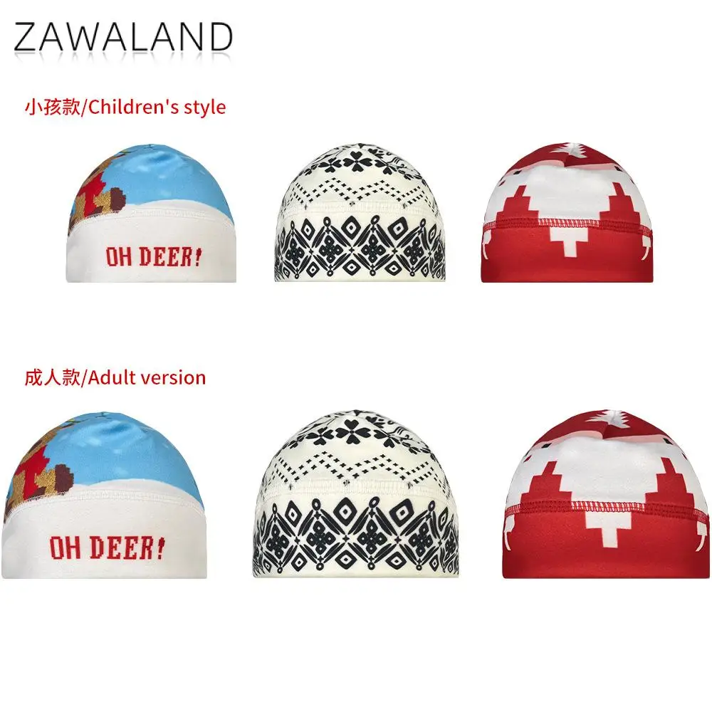 Zawaland Christmas Hat Adult Kid Cartoon Elk Santa Claus Digital Printed Cosplay Costumes Accessory Fancy Christmas Gift Cap