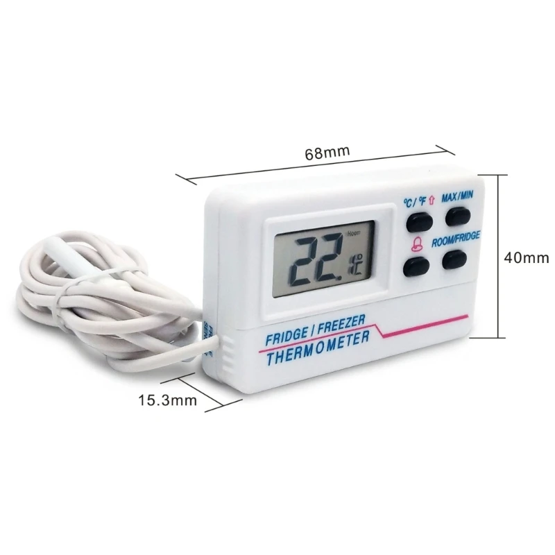 Refrigerator Thermometer with 2 & Alarm Indoor Outdoor Temperature Gauge