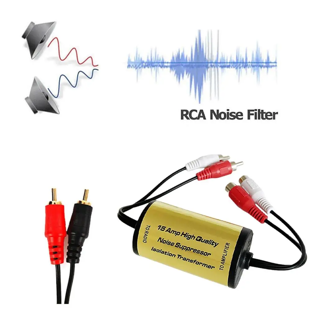 Audio Noise Filter Ground Loop Isolator for RCA Eliminate Hum Buzz Static Car Home Stereo System Car Audio Upgrade Filter