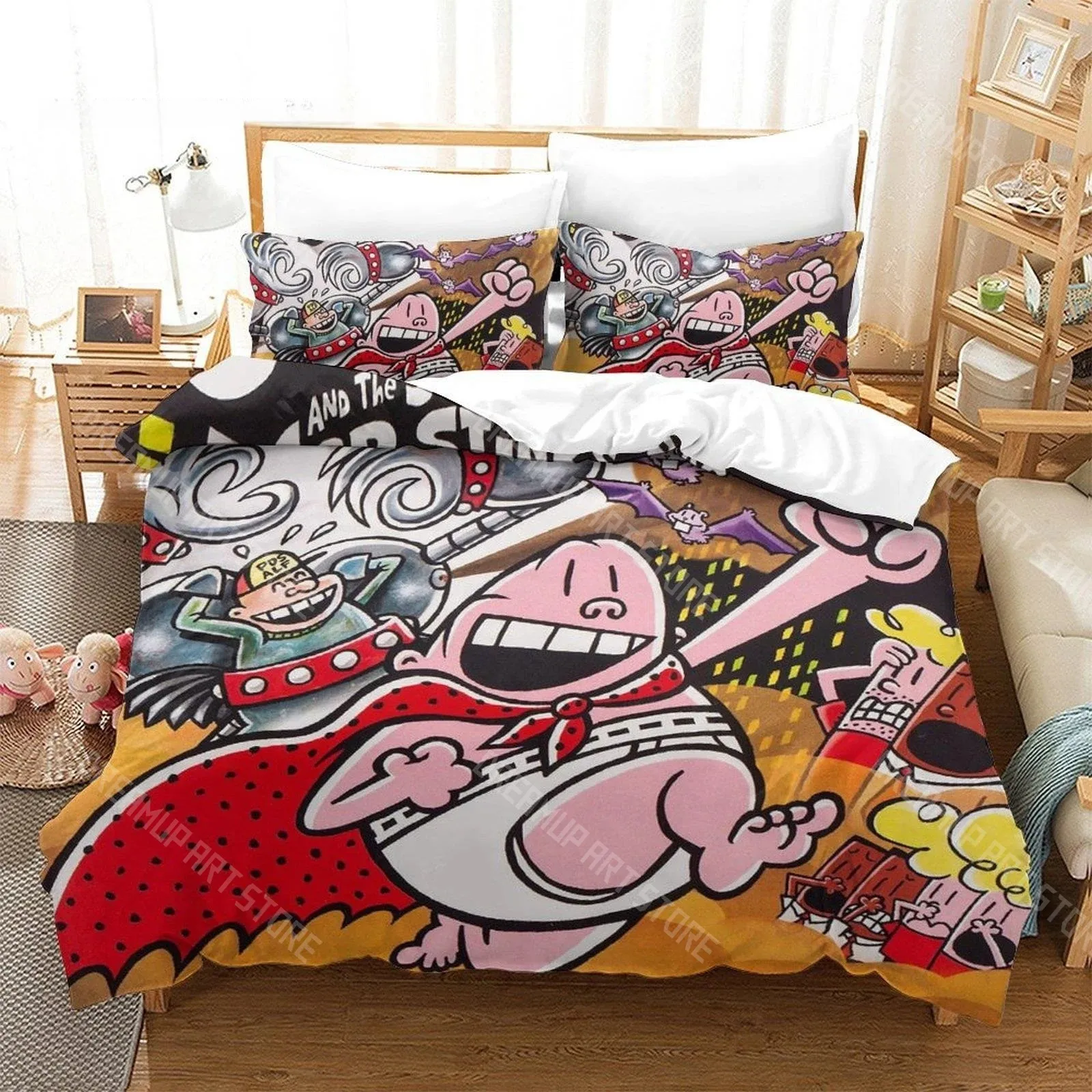 3D Printed Captain Underpants Bedding Set for Boys Girls Duvet Cover Pillowcase Twin Queen King Full Single Double Sizes