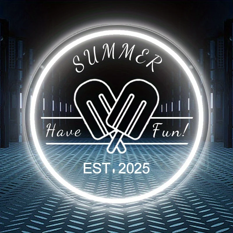 Customizble Summer Ice Cream Neon Sign Light USB-Powered Wall Decor Switch Playful Design Beach Bar Bedroom Party Durable Decor