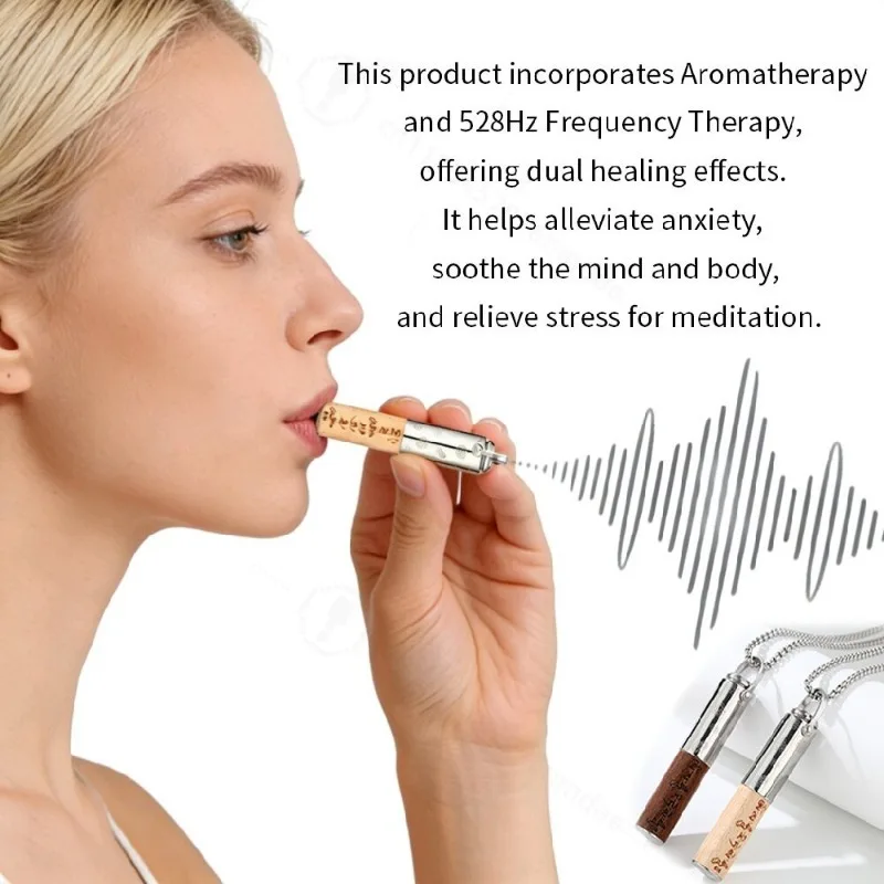 417Hz Sound Healing Whistle Necklace Natural Wood Pendant Relieve Anxiety Mindfulness Stress Jewelry Mother's Day Gift