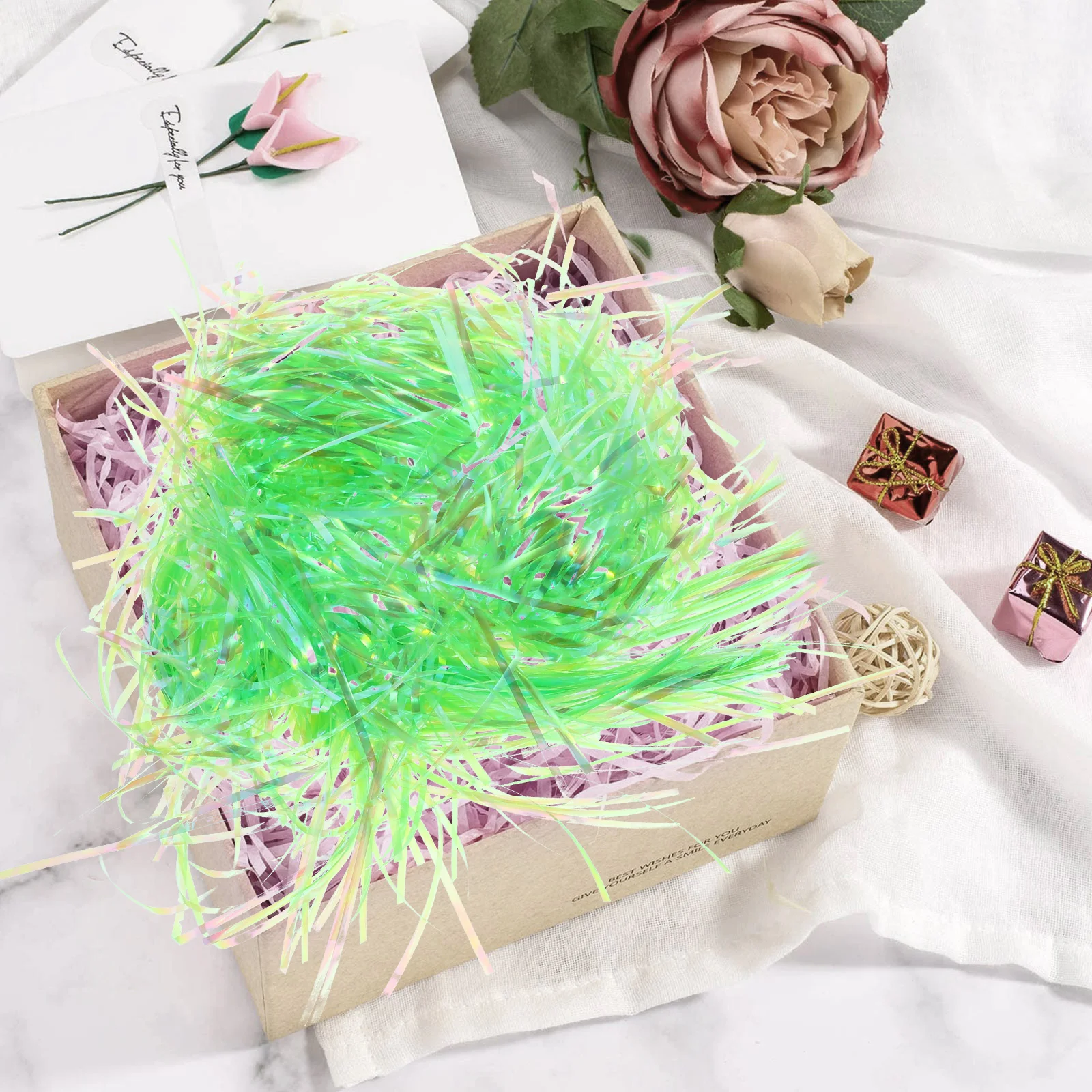

Fantasy Silk Decorative Filling Gift Box Plastic Shred Bright Colorful Shredded Tissue Bulk Stuffing Filler Wedding Party