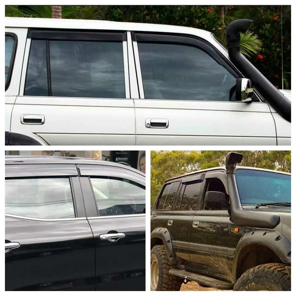 4PCS Front Car Window Wind Sun Rain Visor Deflectors Tinted Windows For Toyota Land Cruiser 80 Series 1992 1993 1994 1995-1997