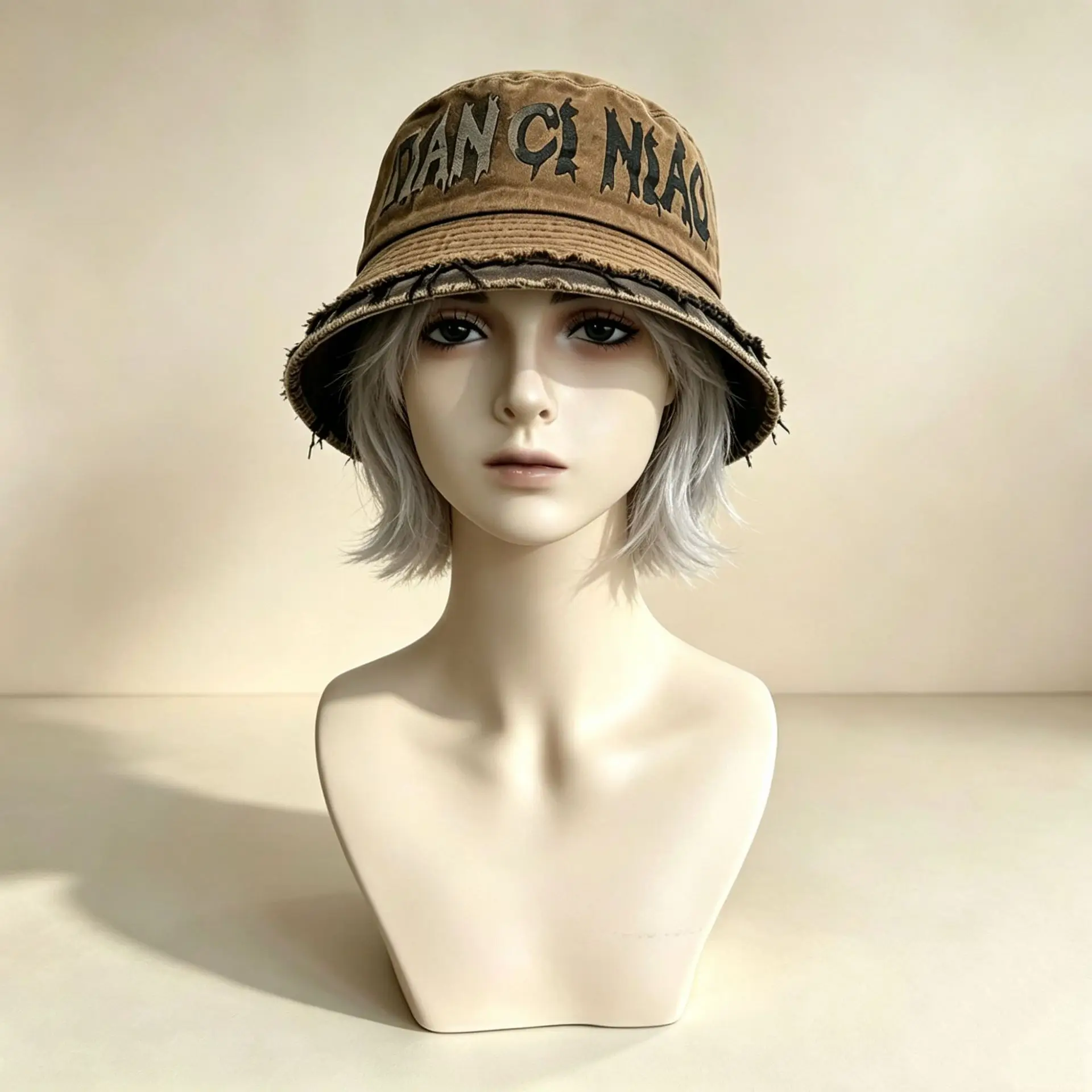 Male Mannequin Head with Shoulders, Male Bust Display Model with Tripod Mount Hole for Japanese Anime Cosplay Wigs, Hat, Retail