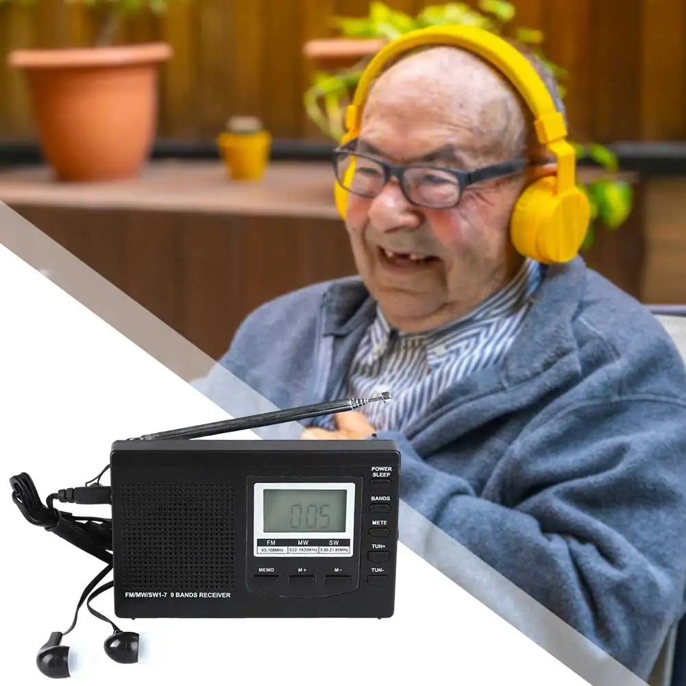 شاشة ديجيتال محمولة راديو AM/FM صوت واضح ضبط راديو الترانزستور لحالات الطوارئ