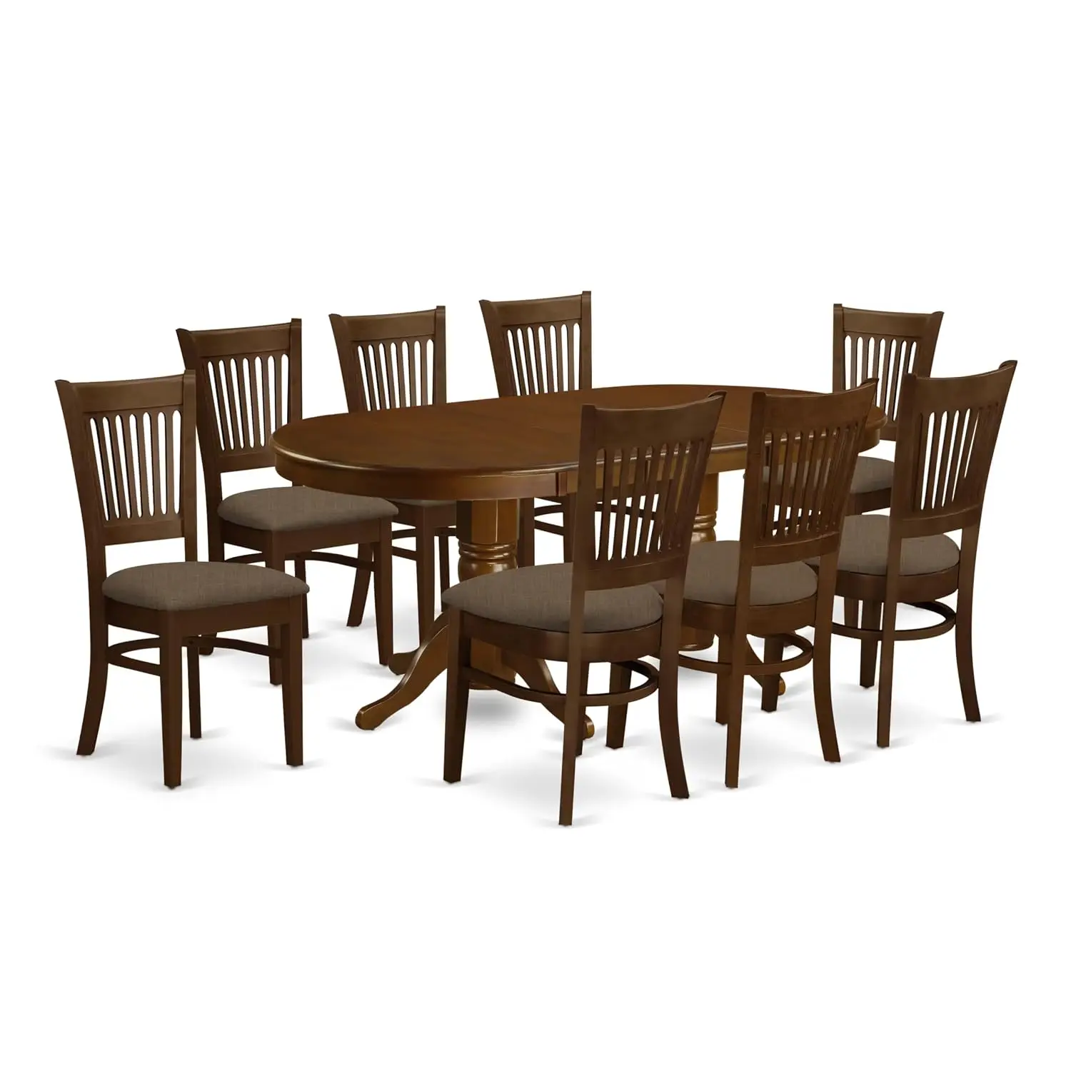 VANC9-ESP-C 9 Piece Modern Dining Table Set Includes an Oval Wooden Table with Butterfly Leaf and 8 Linen Fabric Upholstered