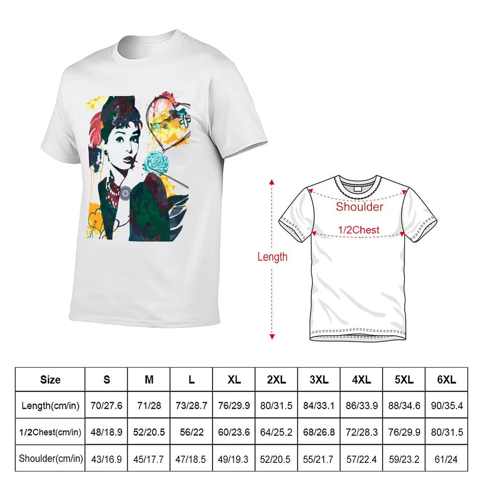 Audrey Hepburn nature colours T-Shirt Soft Casual Short Sleeve Cotton Tee