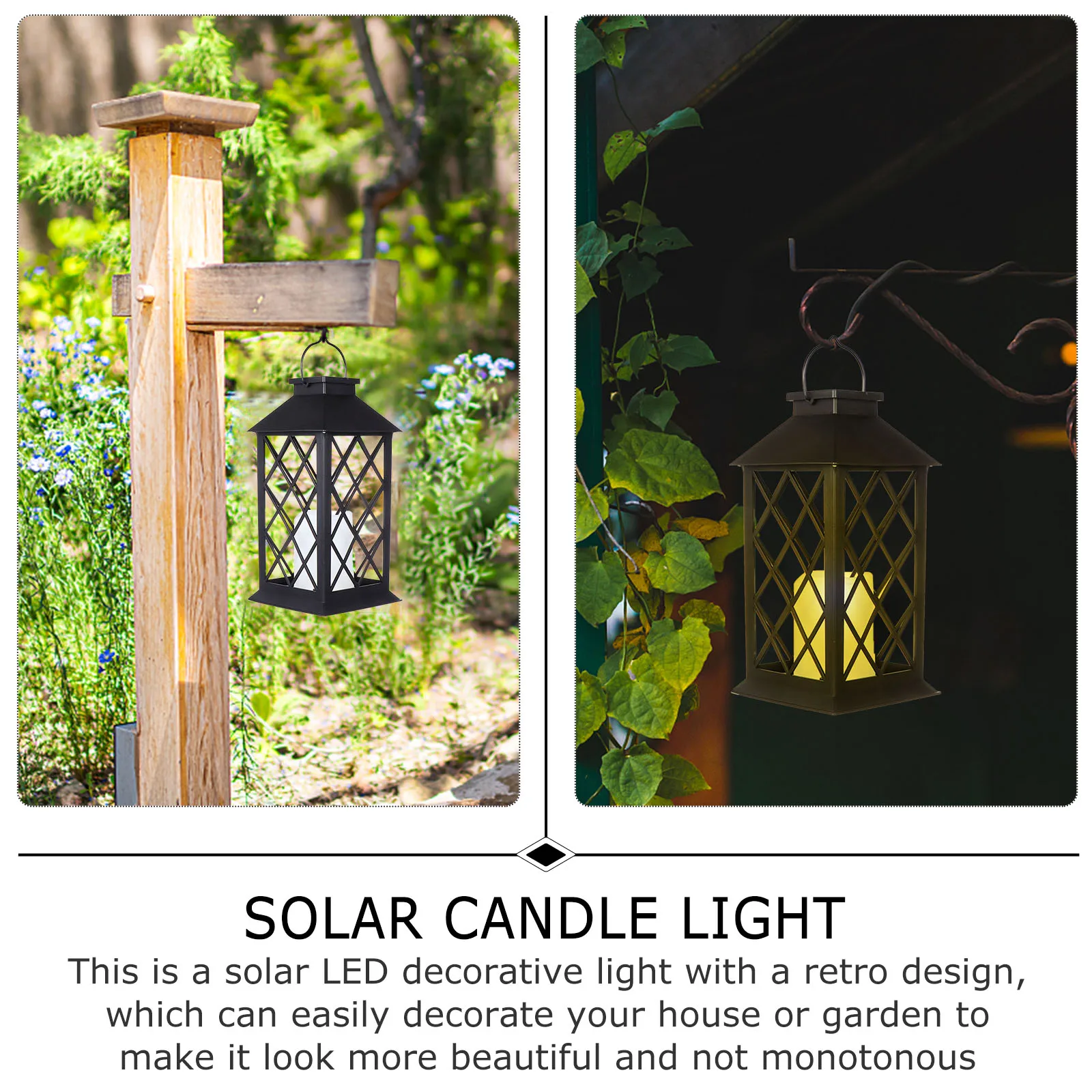 

1pc Solar Wind Lantern Retro Flameless Outdoor Solar Lamp Hanging Light For Garden Wall Yard Decorative Led Bulb Light