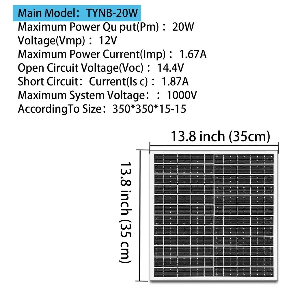 17W 20W 25W 12V MonoFor crystalline Solar Panel for Telecommunications Relays and Remote Data Collection Units