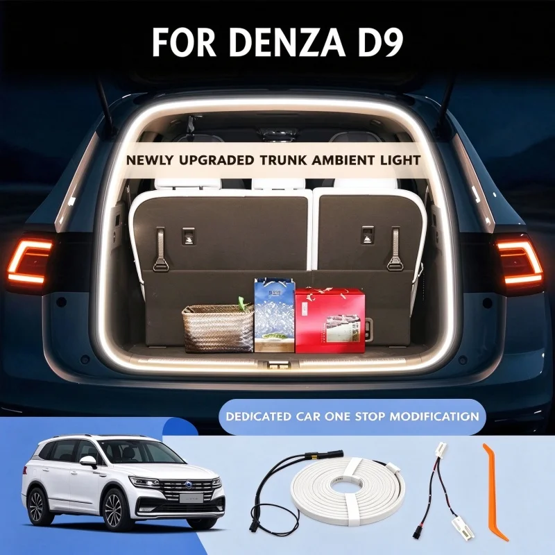 For DENZA D9 Rear Trunk LED Light Bar Strips Trunk Interior Decorative Lamp Strip