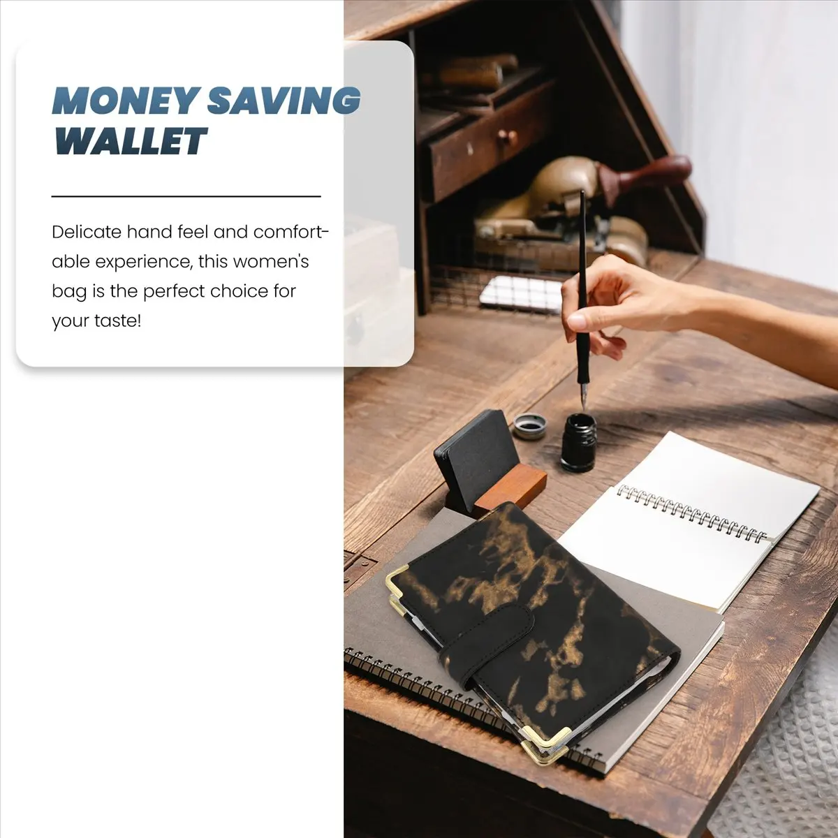 ABJS Budget Binder Money Saving Wallet for Cash Stuffing Money Organiser Binder Budget Book Planner Binder with LabelSticker