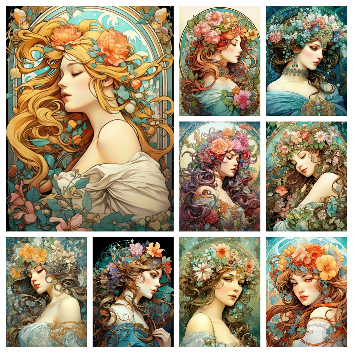 

DIY Diamond Art Painting Kits Elegant Women And Flowers Embroidery Jewelry Mosaic Cross Stitch Home Decor Children's Gift Crafts