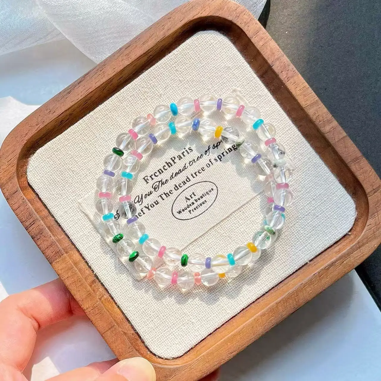 Everyday Joy: Dopamine Multicolor Quartzite & Clear Crystal Bracelet, Vibrant Hand Chain for Effortless Happy Style