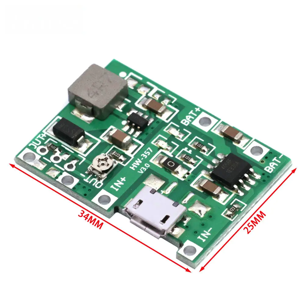 Lithium Li-ion 18650 3.7V 4.2V Battery Charger Board DC-DC Step Up Boost Module TP4056 + MT3608 DIY Kit Parts