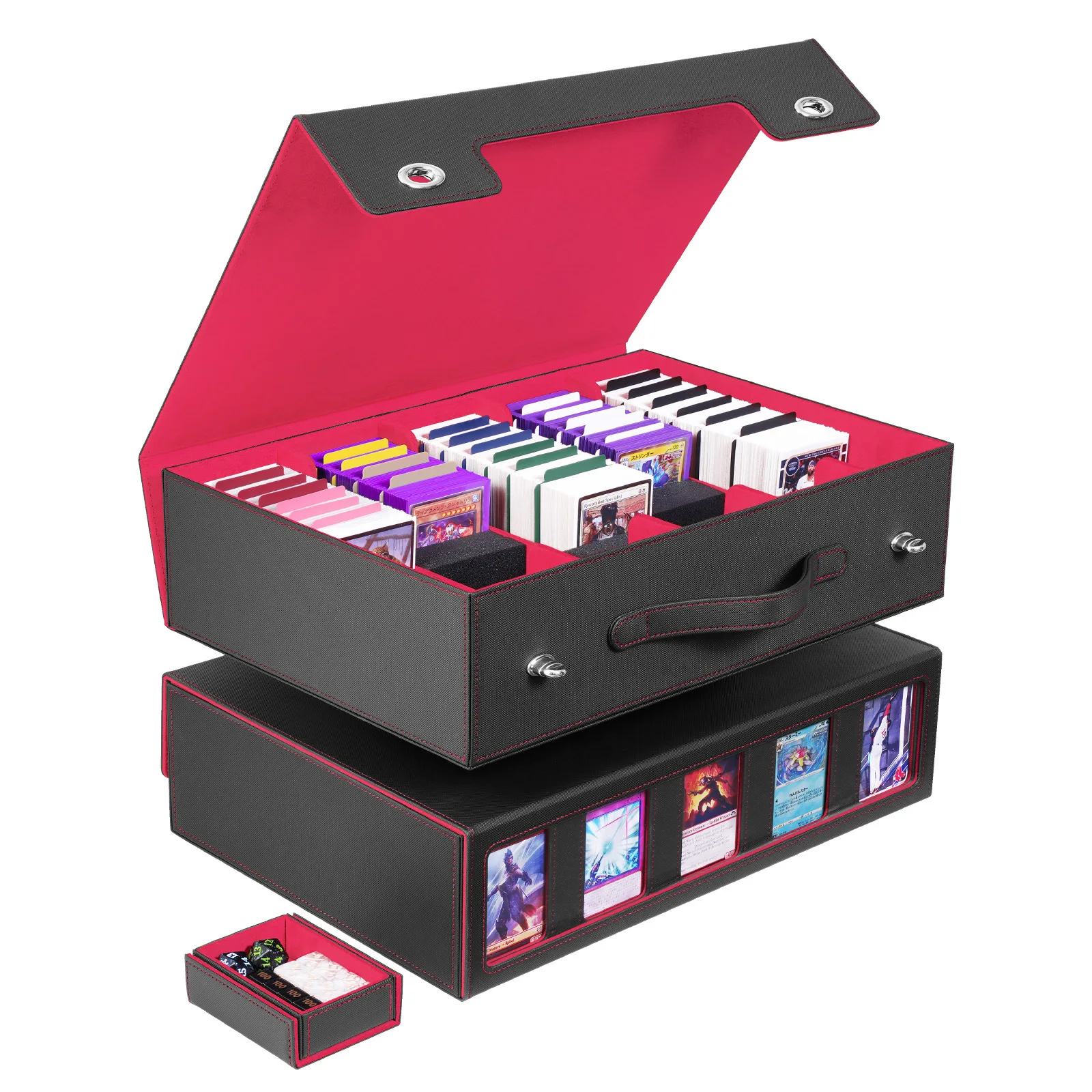 กล่องเก็บการ์ด PTCG แบบทำเอง กล่องเก็บการ์ดแบบพกพา มีหน้าต่าง ความจุขนาดใหญ่ ใส่การ์ดสะสมได้มากกว่า 3900 ใบ ของขวัญ ของเล่น