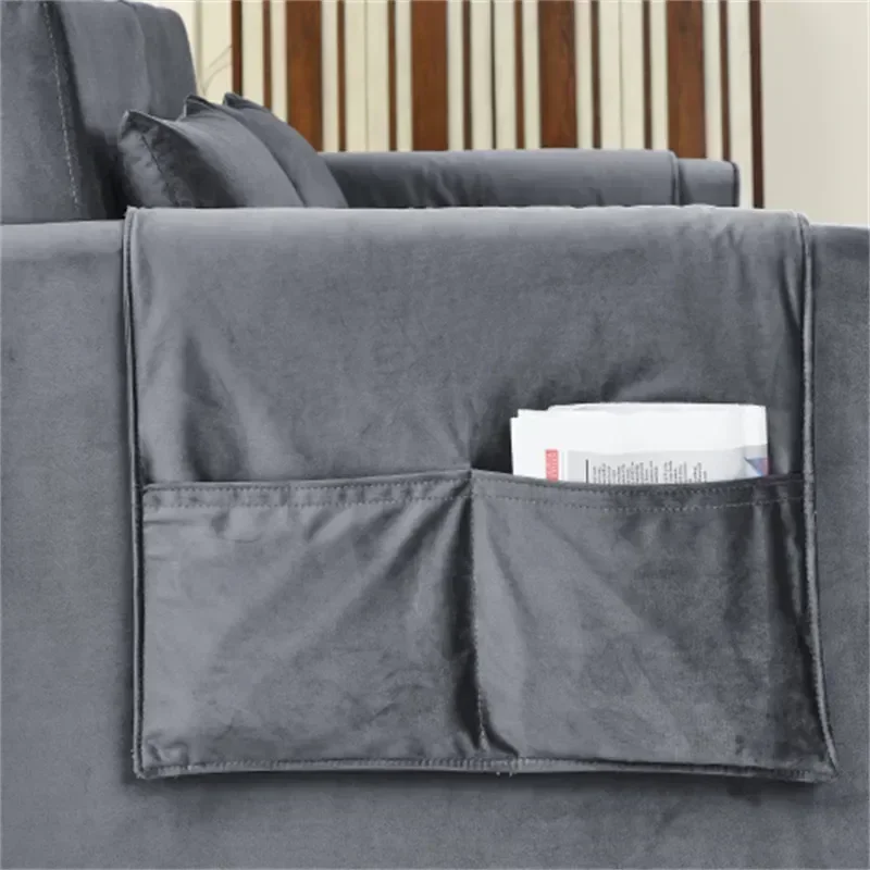 أريكة سرير قابلة للتحويل 3 في 1، أريكة سحب مقاس 55 بوصة لغرفة المعيشة، سرير فوتون مخملي رمادي متعدد الوظائف #3