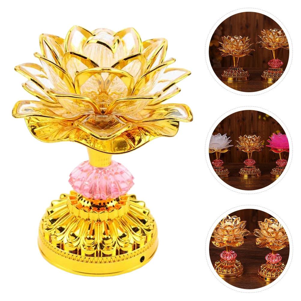 

LED Lotus Lamp Color Changing Buddha Hall Light Ornament Home Decoration Durable Premium Plastic Creative Design Chanting