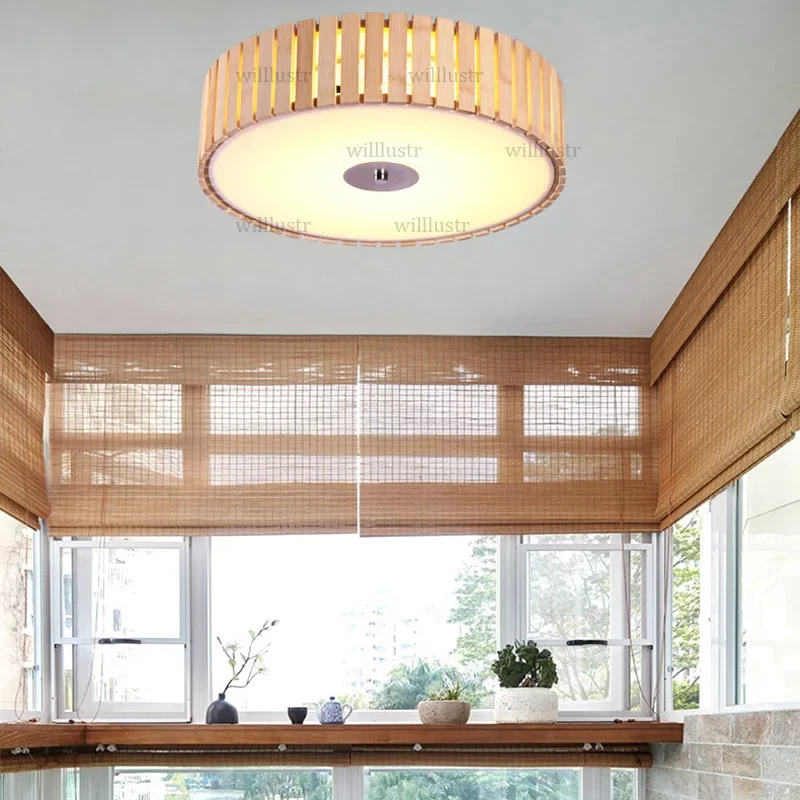 

Handmade Bamboo Pendant Lamp Japan Style Suspension Light Tatami Hotel Izakaya Store Bedroom Wood Hanging Ceiling Chandelier