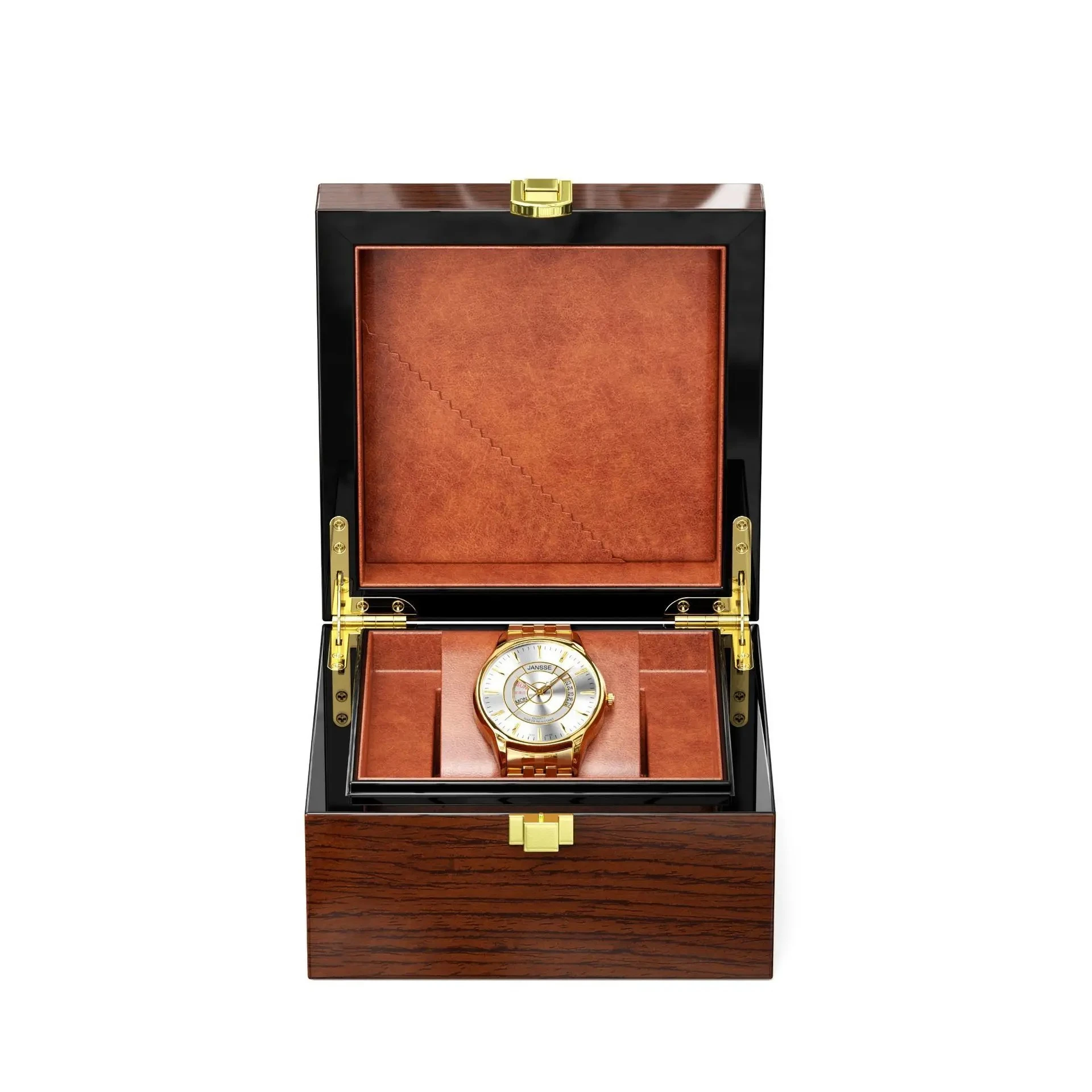 Minimalist Wooden Watch Packaging Box Free Custom LOGO High-end Lacquered Split-type Watch Storage Box in Bulk Gift Packaging