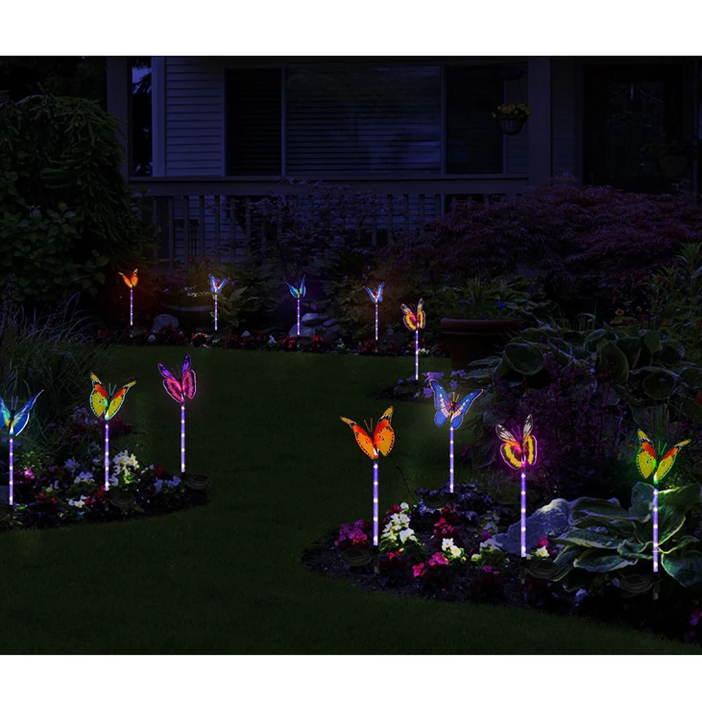 

Solar Power Colorful Butterfly Stakes LED Light Lamp 7 Color Changing Yard Decor Patio Ornament