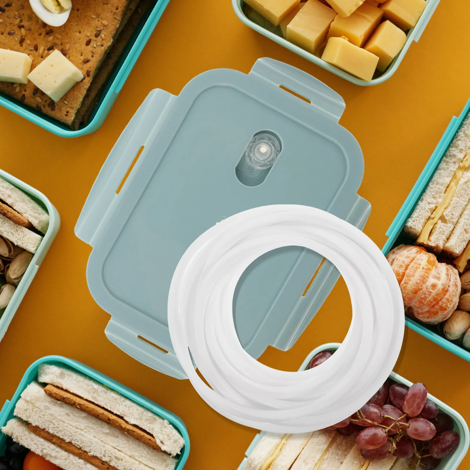 16Ft Reusable Silicone Sealing Strips for Food Container Lid Seal Gasket Lunch Box Parts Bento Box Glass Storage Boxes Cuttable