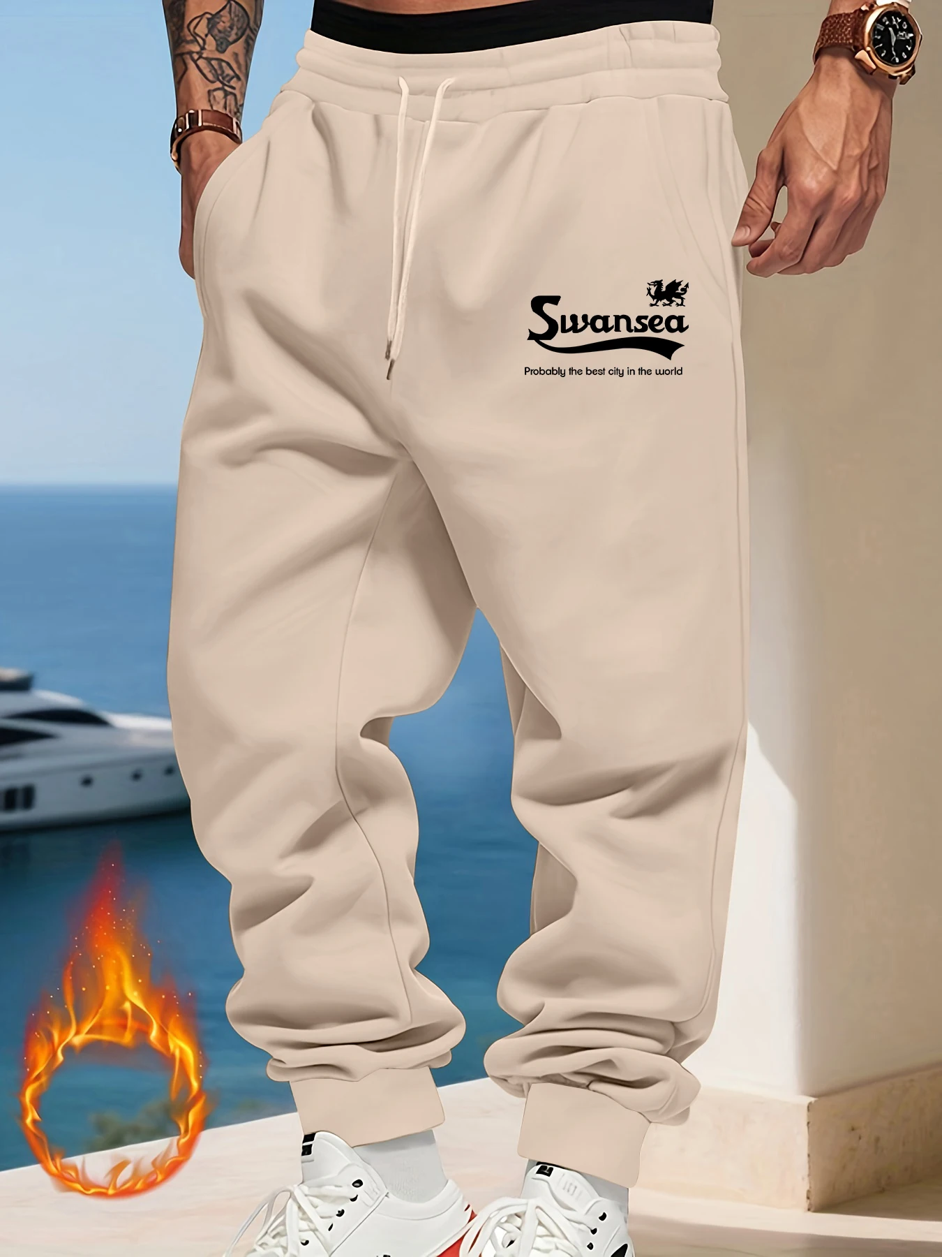 

Swansea The Best City Letter Pattern Man'S Sweatpants Fashion Hip Hop Trousers Joggers Multicolor Pants Fleece Long Pant