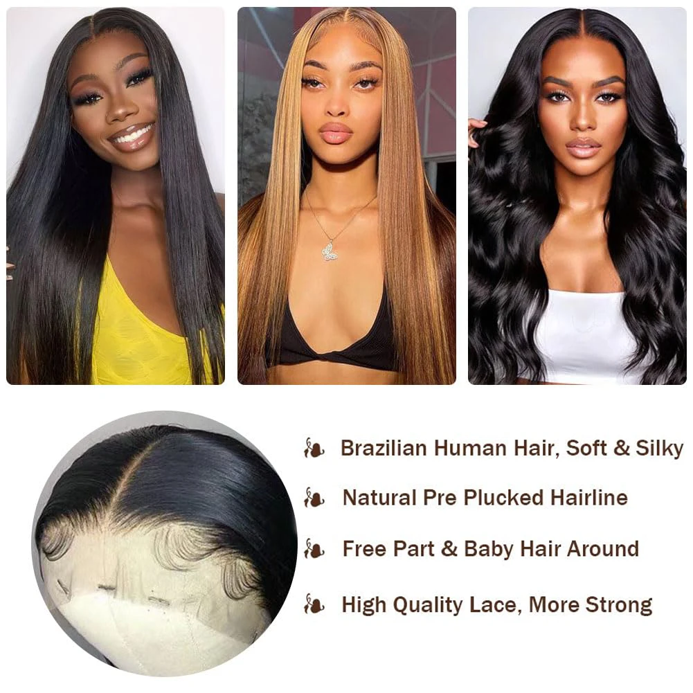 Wig Rambut Asli 42 Inch 200% Density 13x4 Straight Lace Front Untuk Wanita, Wig Rambut Asli 13x4 HD Lace Frontal Dengan Baby Hair