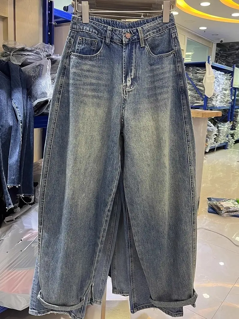 

Широкие джинсы Harun для женщин, весна-осень 202, свободные и универсальные прямые брюки из 9 предметов