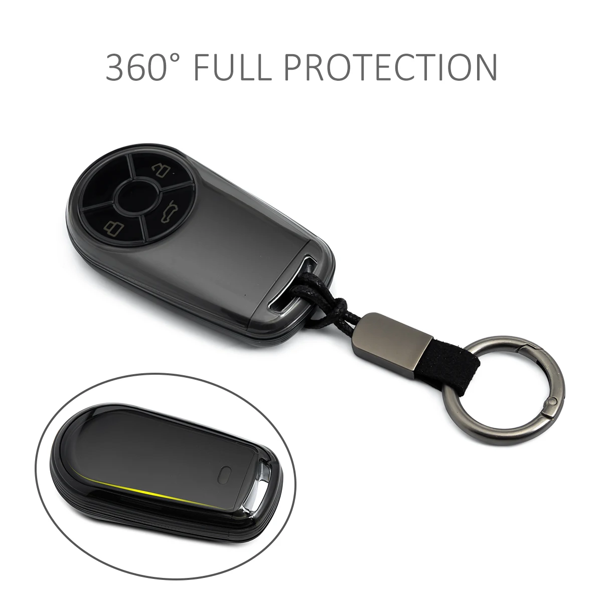 Slim Car Key Fob Case Cover Chain For GWM Ora 03 07 Good Funky Lightning Ballet Cat Accessories Black Transparent - view 4