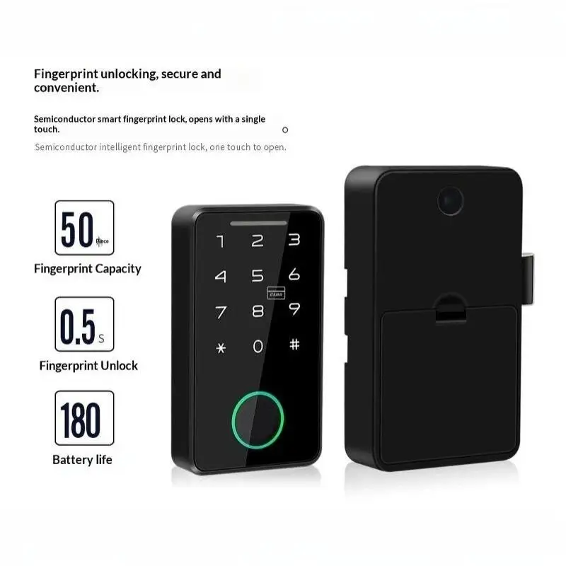 1Pcs Support Tuya APP Smart Fingerprint No Punch Cam Lock Cabinet Lock Door Drawer Filing Cabinet Post Mail Box Furniture Locker view 2
