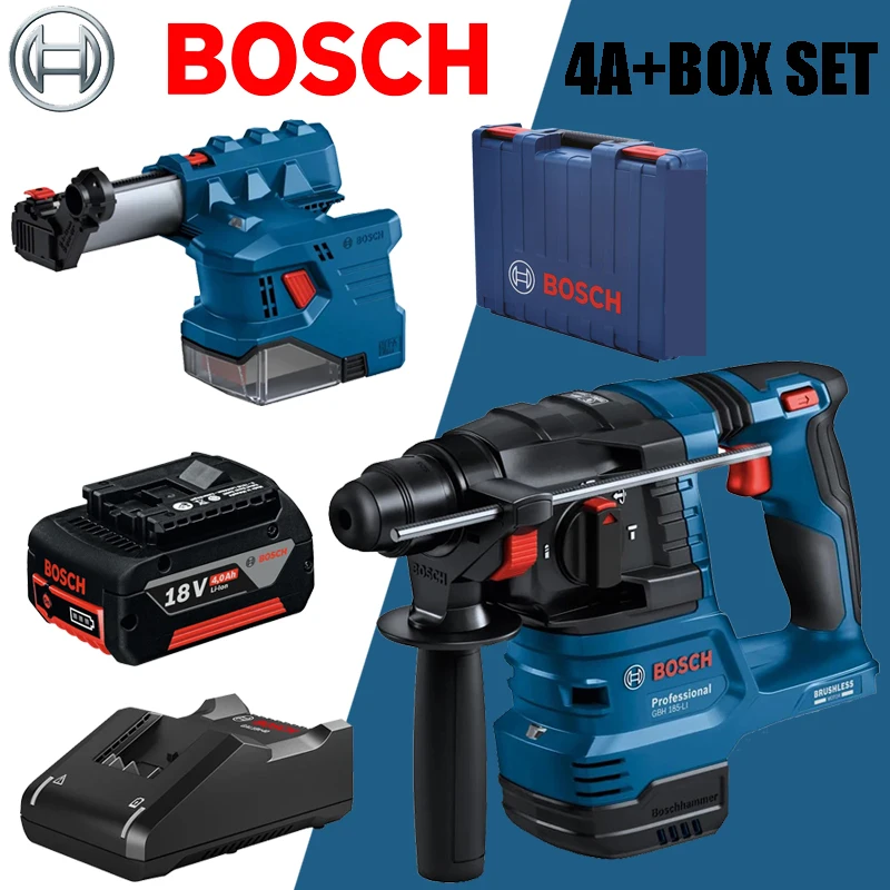 BOSCH GBH 185-LI Major Brushless Cordless Rotating Hammer Impact Drill With GDE 12 Vacuum Cleaner Accessories Series