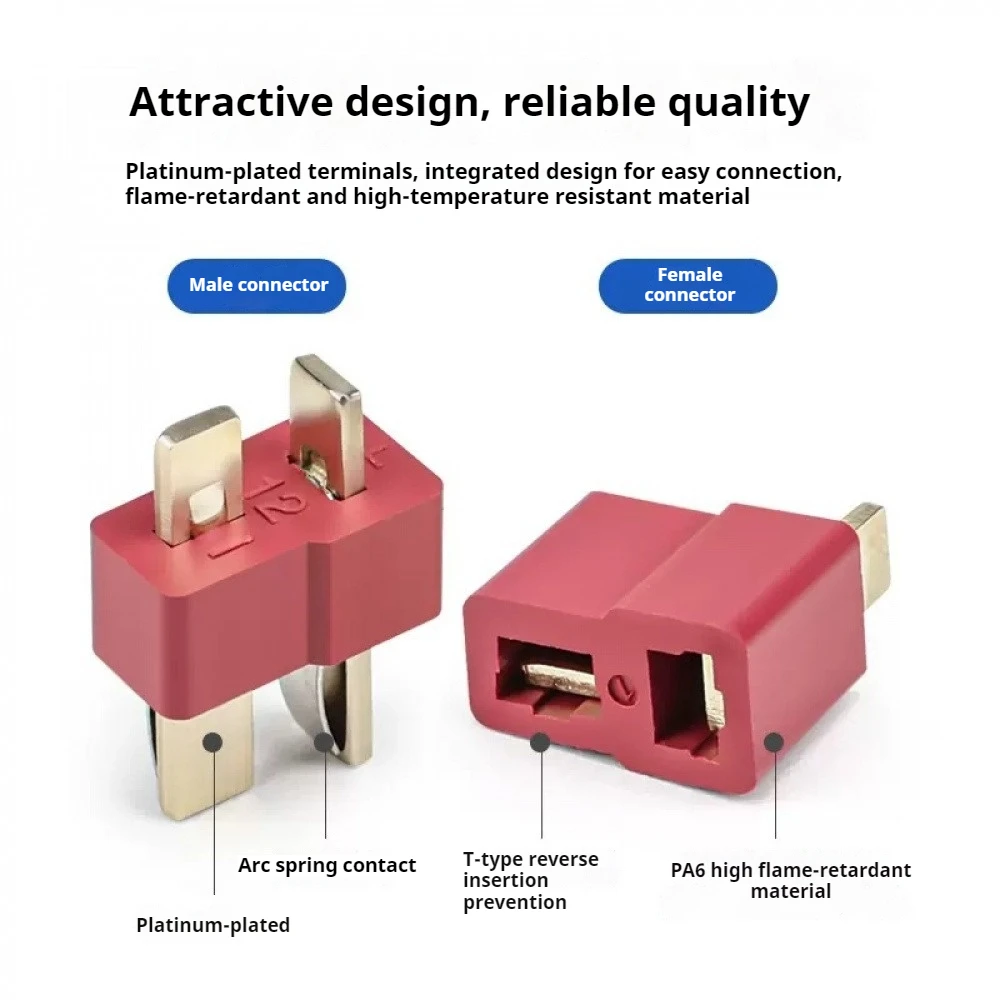 

Female/Male 500V 20A Charging Plug 10Pair AM1015-M/F Anti-skidding Plug T Style Connector for RC Lipo Battery ESC RC Helicopter